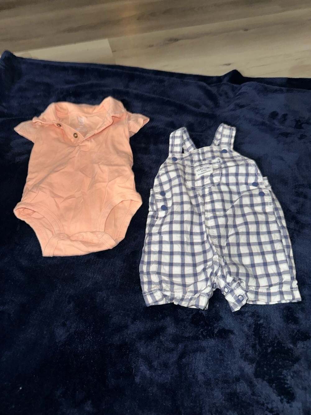 Just One You Made By Carter's Outfit Set Size 6M Peach Blue Plaid